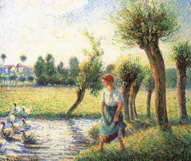 Camille Pissarro Ludas bank on women China oil painting art